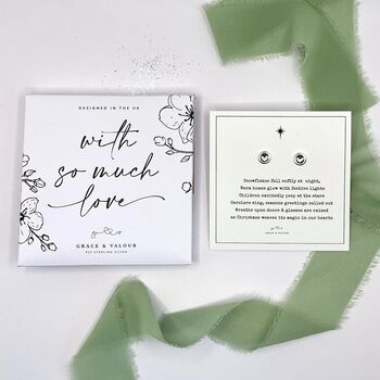 Christmas Poem Sterling Silver Love Heart Stud Earrings, 4 of 8