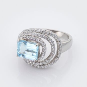 Blue Topaz 925 Sterling Silver Statement Ring, 2 of 3