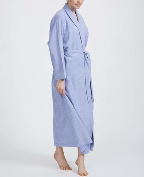 Women's Staffordshire Blue Two Fold Flannel Robe, 4 of 4