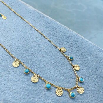 Lakshmi Turquoise Necklace In Silver Or Gold Plated, 4 of 12