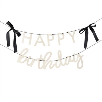 Happy Birthday Banner With Black Satin Bows, 2 of 4