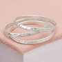 Sterling Silver Plated Triple Hammered Bangle Set, thumbnail 1 of 6