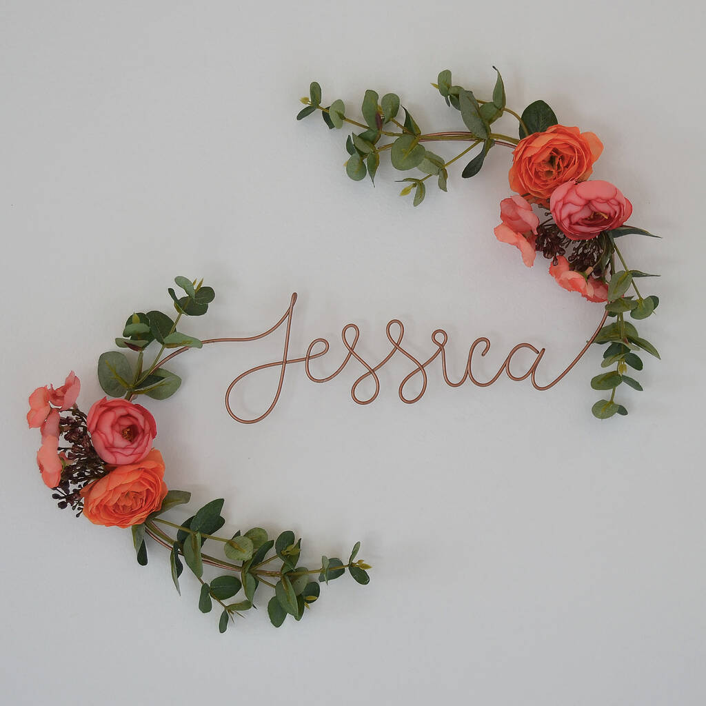 personalised burnt orange floral name sign by the letter loft ...