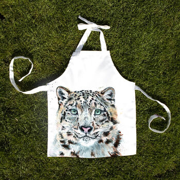 Inky Snow Leopard Canvas Child's Apron, 3 of 5