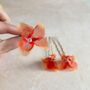 Red And Orange Flower Hair Pins, thumbnail 4 of 8