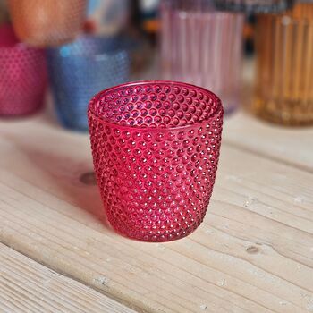 Spot Glass Pink Medium Tea Light Holder, 2 of 2