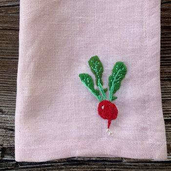 'Eat Your Greens' Embroidered Vegetable Linen Napkins, 7 of 10