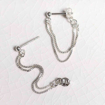 Sterling Silver Box Chain Studs, 3 of 7