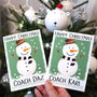 Personalised Snowman Football Coach Christmas Card, thumbnail 1 of 6