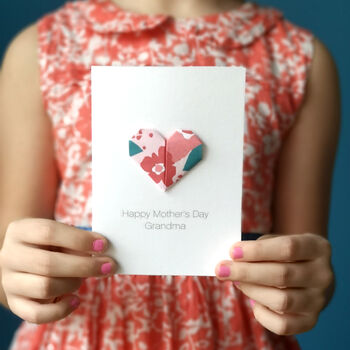 Personalised Mother's Day Origami Flower Heart Card, 3 of 5