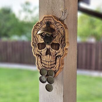 Handcrafted Magnetic Skull Wall Mounted Bottle Opener, 2 of 10
