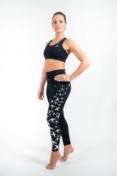 Swallow Flock Leggings Black And Ivory, 2 of 4