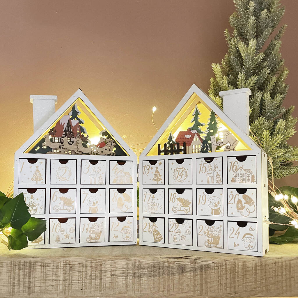 White Wooden House Advent Calendar By Lime Tree London