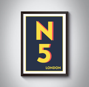 N5 Highbury London Typography Postcode Print, 7 of 9