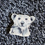 Inky Polar Bear Eco Wooden Pin Brooch, thumbnail 3 of 6