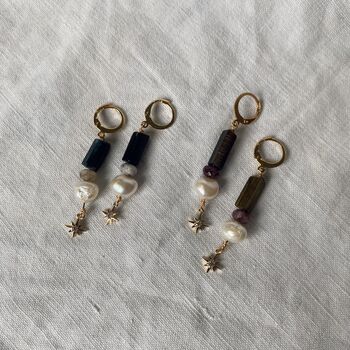 Tourmaline Pearl Star Earrings, 6 of 7