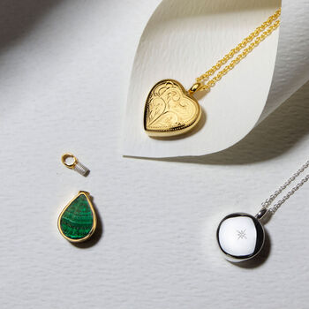 Teardrop Malachite Urn Necklace 18 K Gold Plated Silver, 2 of 6