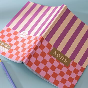 A5 Lay Flat Notebook | Checks And Stripes | Lined, 3 of 5