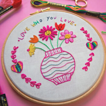 Love Who You Love Lgbt Pride Embroidery Kit, 2 of 2