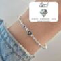 Sterling Silver April Crystal Gemstone Beaded Bracelet: April Birthstone Personalised Initial Heart, thumbnail 1 of 7