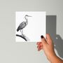 Heron Bird – Hand Drawn Nature Greeting Card Illustration, thumbnail 3 of 6