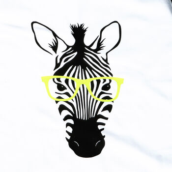 Kids Personalised Zebra With Glasses T Shirt, 4 of 6