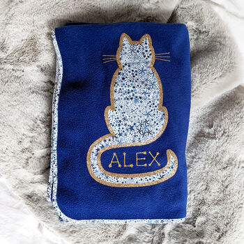 Liberty Cat Personalised New Baby Blanket Gift, 3 of 5