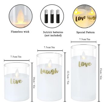 Three Glass Flameless Battery Operated LED Candles, 6 of 6