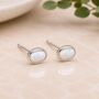 Sterling Silver Oval Opal Stud Earrings, thumbnail 1 of 6