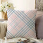 Tartan Soft Pink And Grey Plaid Pillow Cover, thumbnail 2 of 3