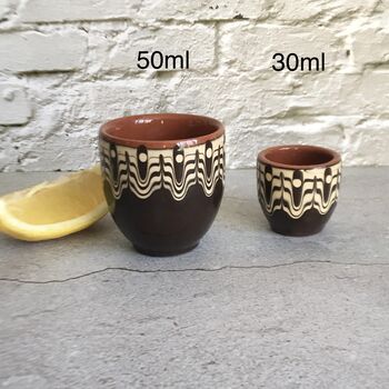 Set Of Two Tequila Ceramic Shot Glasses In Beige Colour, 4 of 4