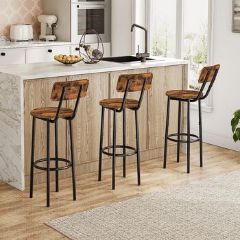 Set Of Two Breakfast Bar Stool Kitchen Chairs Seat, 3 of 9