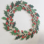 Hand Painted Holly And Red Berry Wooden Christmas Wreath, thumbnail 4 of 4