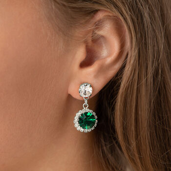 Emerald Green Swarovski Crystal Snow Drop Earrings, 4 of 6