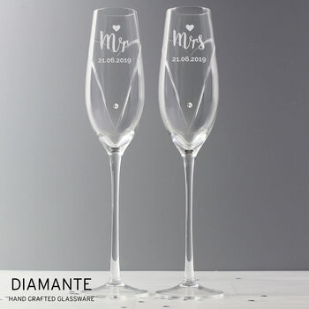Wedding Toasting Glasses Mr And Mrs Crystal Flutes, 4 of 6
