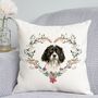 Floral Black Springer Spaniel Cushion, thumbnail 1 of 2