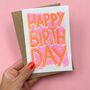 Happy Birthday Risograph Pink Card, thumbnail 1 of 2