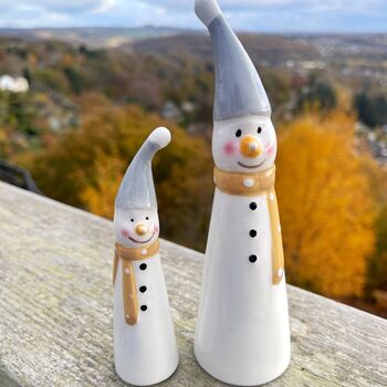 Ceramic Snowman With Tall Hats Pair, 2 of 5