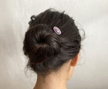 Natural Pink Sapphire Hair Pin In Sterling Silver, 3 of 4