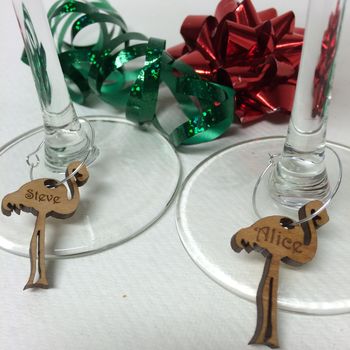 Personalised Five Flamingo Wine Glass Charms, 5 of 6