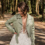 To The Moon And Back Sage Green Biker Jacket, thumbnail 11 of 12
