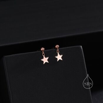 Minimalist Star Dangle Drop Stud Earrings, 4 of 10