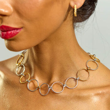 Multi Finish Hula Necklace Sterling Silver Gold Vermeil, 2 of 5