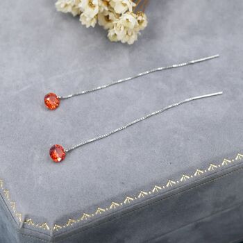 Garnet Red Cz Dot Threader Earrings, 6 of 10