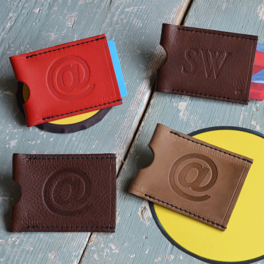 personalised symbol travel card holder by sue lowday leather