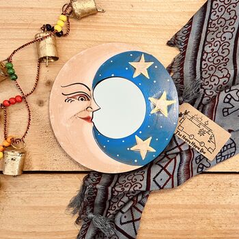 Wooden Celestial Moon And Star Mini Mirror, 6 of 6