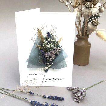 Thank You Personalised Dried Flower Bouquet Card, 2 of 9