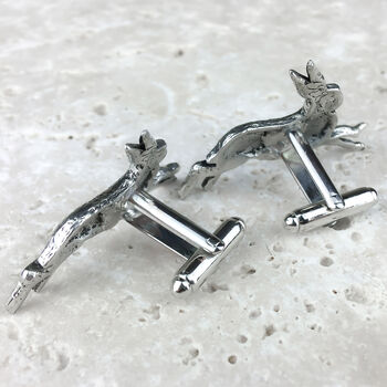 Wild Hare Cufflinks Antiqued Pewter, 2 of 2