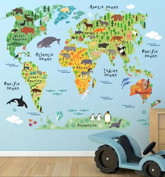 Educational And Fun World Map, Removable Wall Vinyl Stickers, 2 of 8