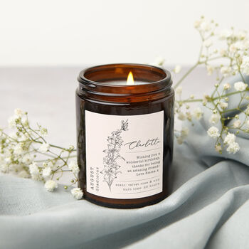 Birth Flower Gift Personalised Candle, 3 of 12
